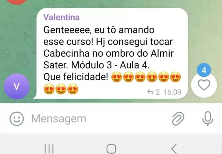 Depoimento de aluno via WhatsApp