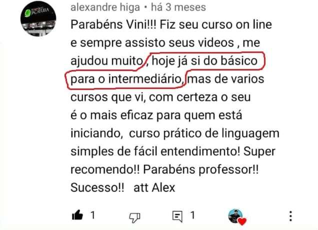 Depoimento de aluno que saiu do básico para o intermediário