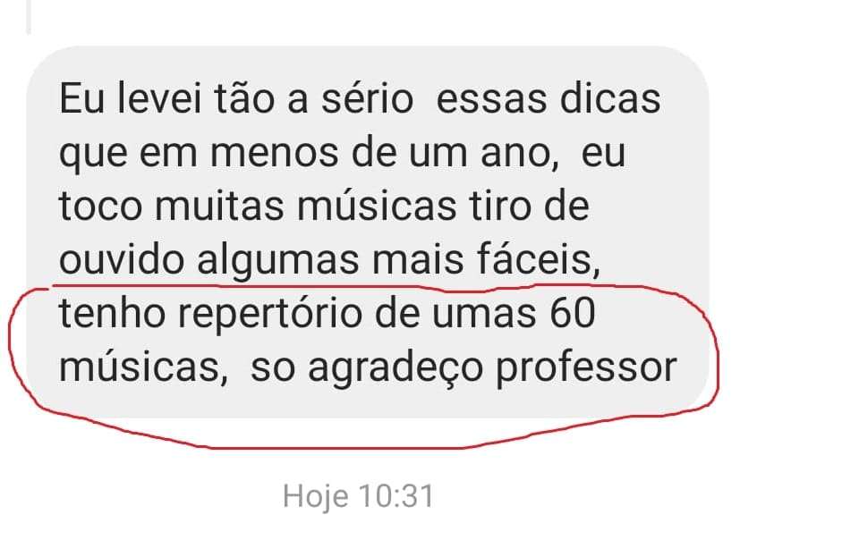 Depoimento de aluno via WhatsApp